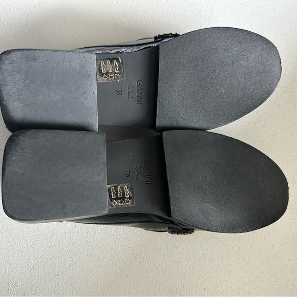 Ganni Jewel Loafers Black Patent Leather Crystal Embellished Chunky Lug - Picture 10 of 11